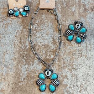 Aphrodite Silver and Turquoise Necklace Set